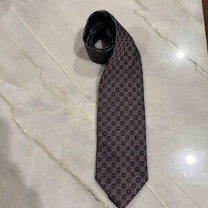 Ermenegildo Zegna Brown and Blue Geometric Tie